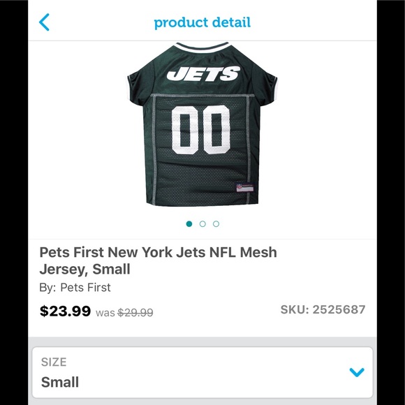 Pets First NY JETS NFL Mesh Jersey - Small - NWOT - Picture 2 of 4